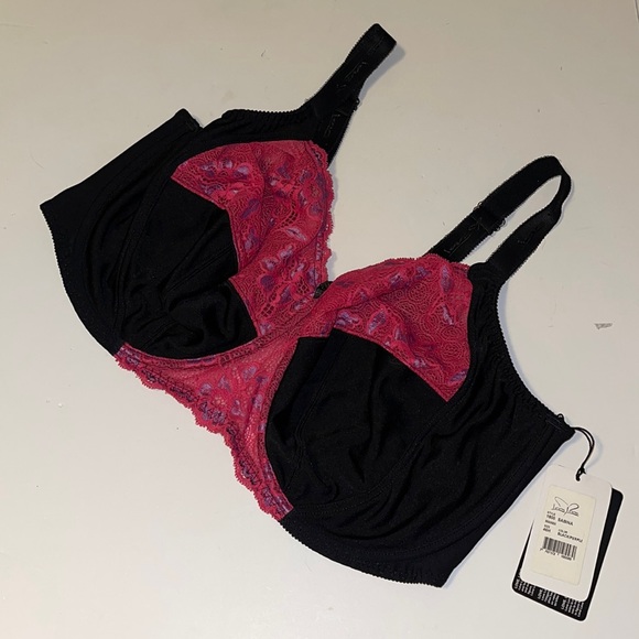 🆕 Love Love “Sabina” Black and Pink Underwire Bra - Size 46H / H46 - Picture 2 of 9
